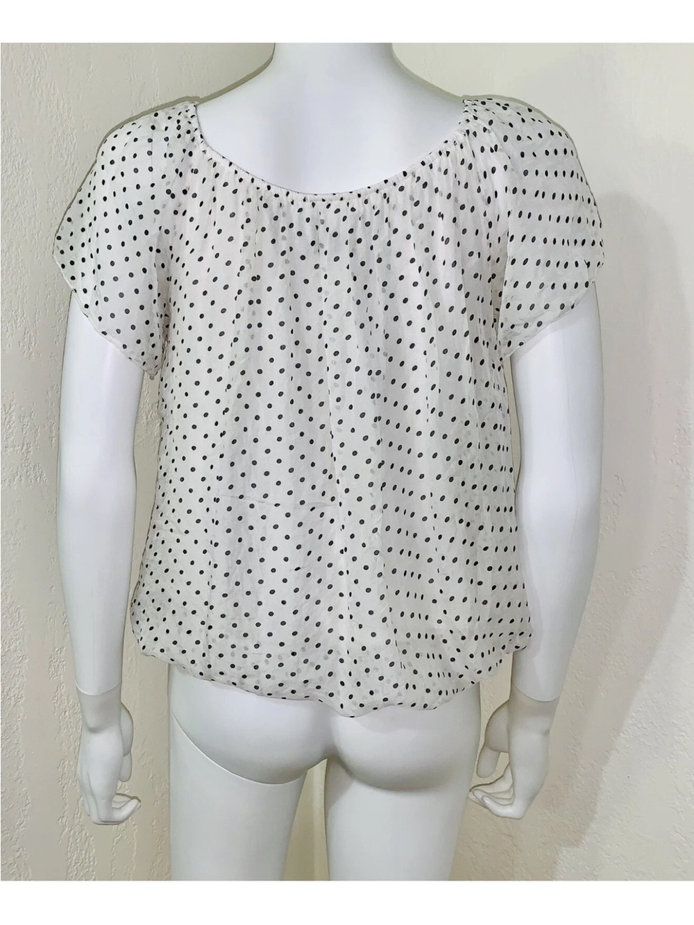 Luisa Ricci White Silk Polka Dot Short Sleeve Blouse S - Picture 6 of 11